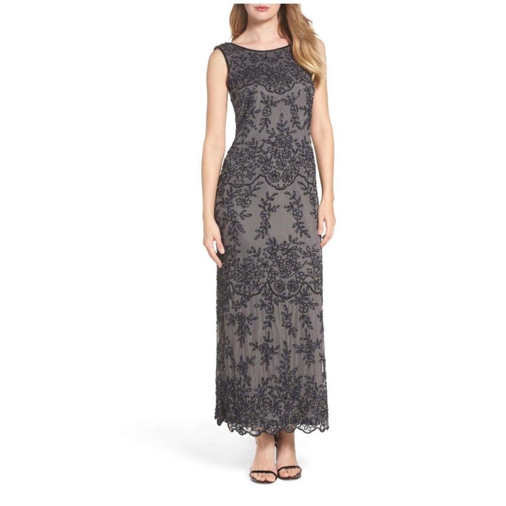 Pisarro Nights Embellished Mesh Gown